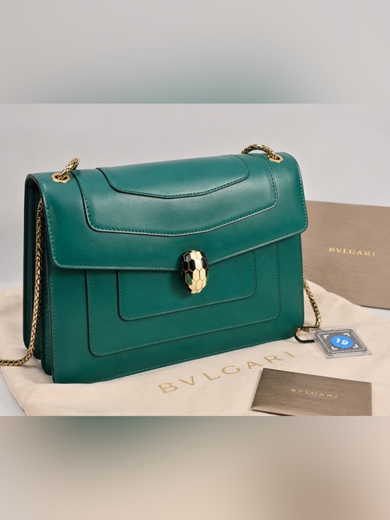 BVLGARI Handbags - Bvlgari Serpenti Forever Medium Shoulder Bag Emerald Green Calf Leather